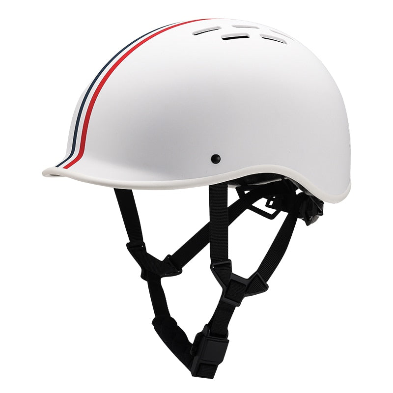 Casque vélo urbain bleu blanc rouge Pédale Maurice