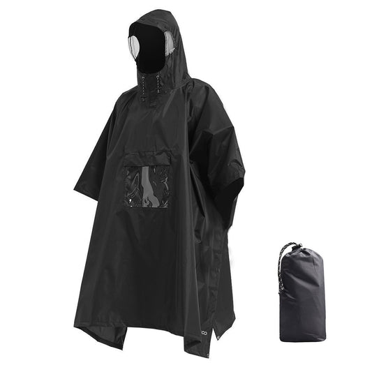 Poncho noir imperméable avec rangement téléphone