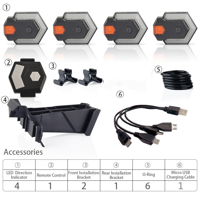 Pack clignotant de vélo LED avec télécommande Pédale Maurice