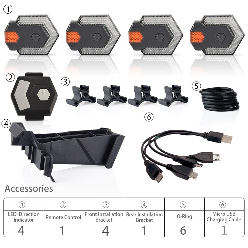 Pack clignotant de vélo LED avec télécommande Pédale Maurice