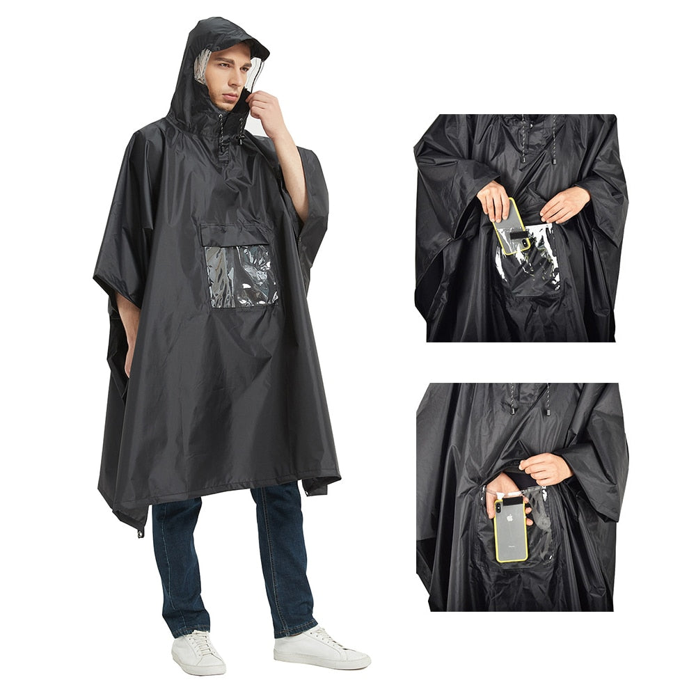 Poncho noir imperméable avec rangement téléphone Pédale Maurice