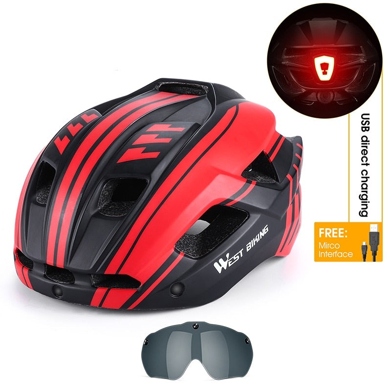 Casque vélo de route avec visière & LED Pédale Maurice