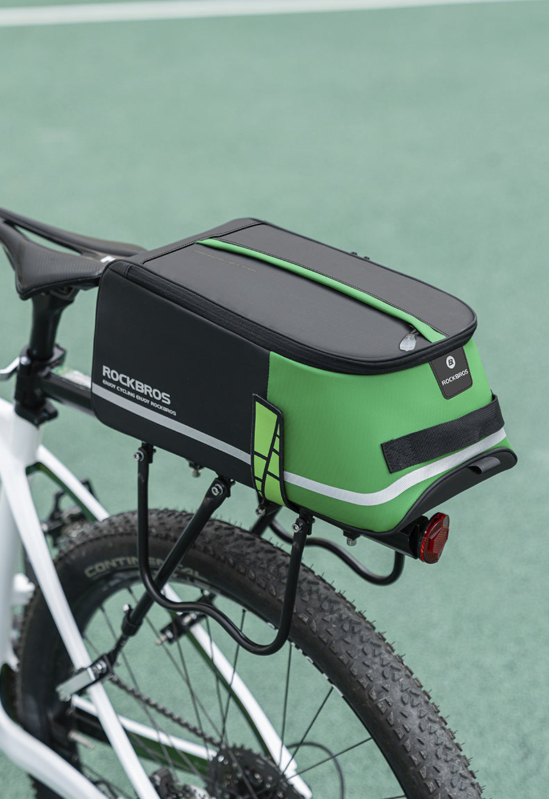 Sacoche porte bagage arrière de vélo 10L verte & noir étanche Pédale Maurice