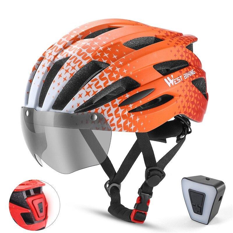 casque vélo avec visière et lumière